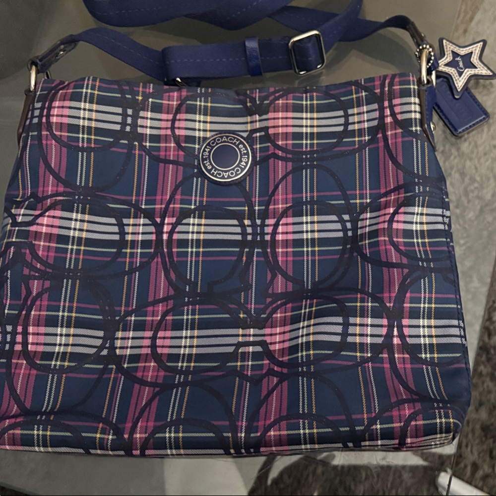Coach Crossbody Bag - Vibrant Plaid Design